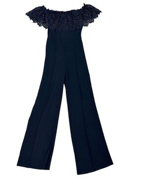 NWOT Valentine Black Lace Off Shoulder Jump Suit Size Medium